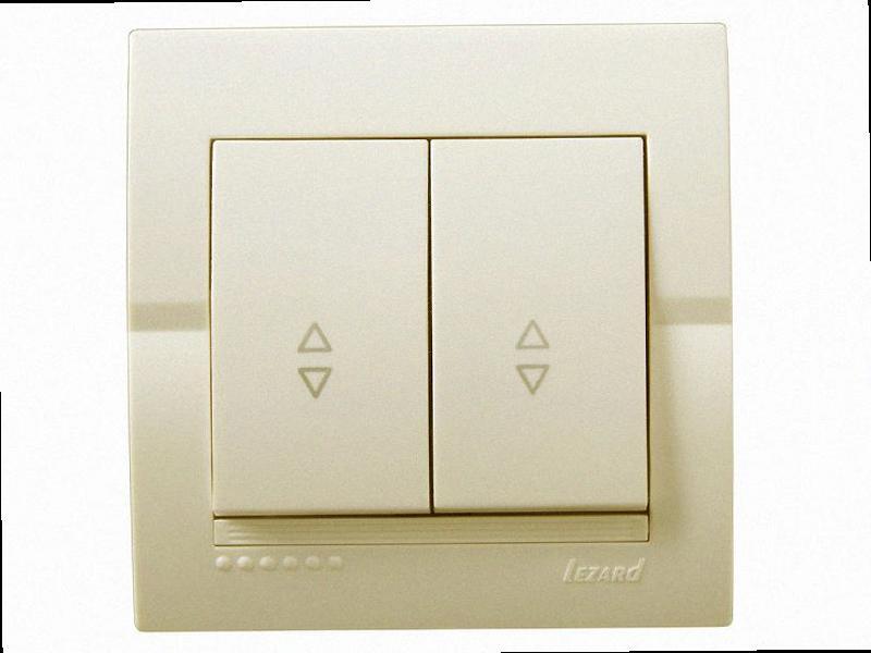 Прохідний Вимикач подвійний Deriy крем 702-0303-106 LEZARD, фото 1