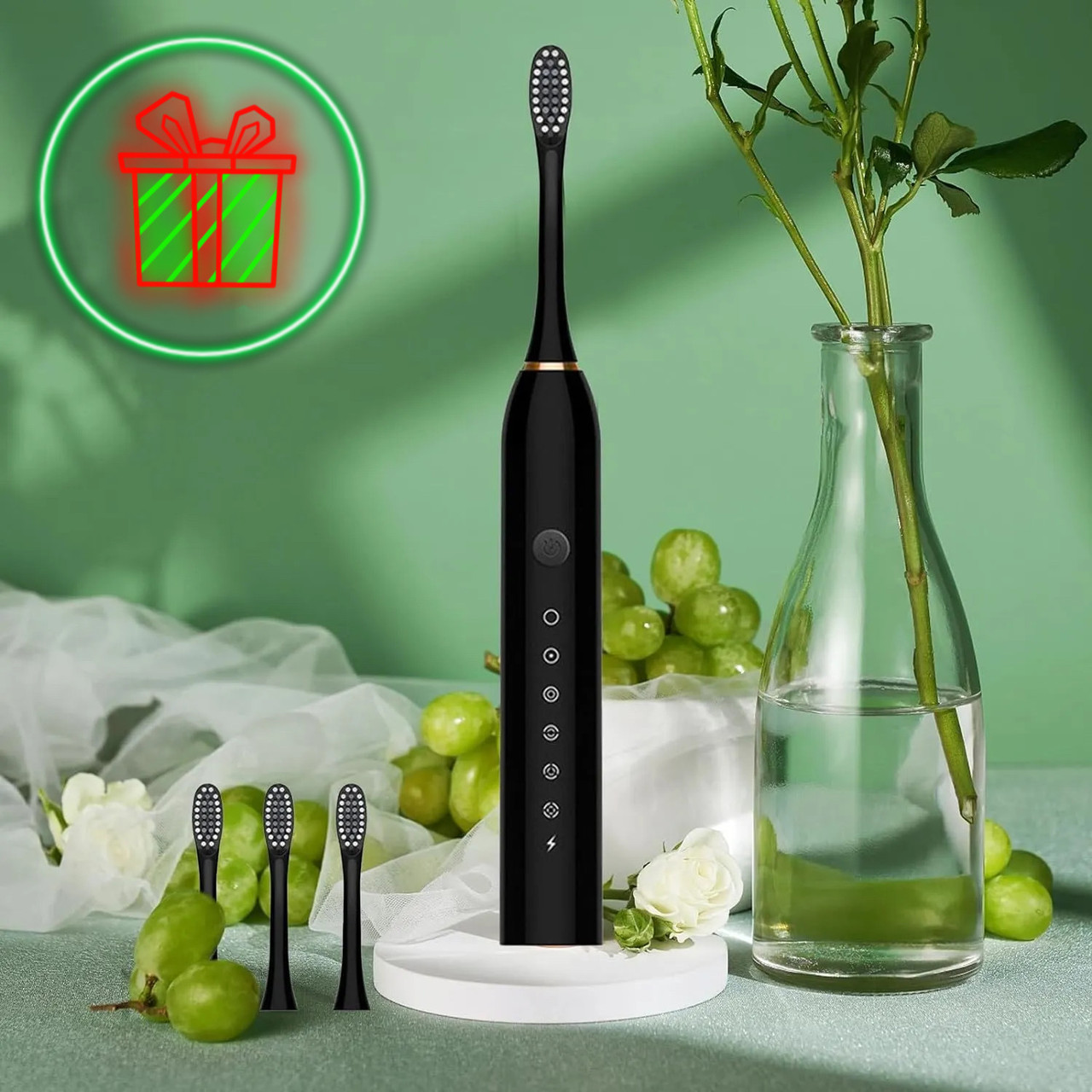 Електрична зубна щітка SONIC TOOTHBRUSH X-3 на акумуляторі зі змінними насадками від USB