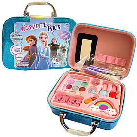 Набір косметики Фроузен Холодне серце синя помада тіні набір для манікюру пензлі блискітки у валізі 20*8*14см (3605A)