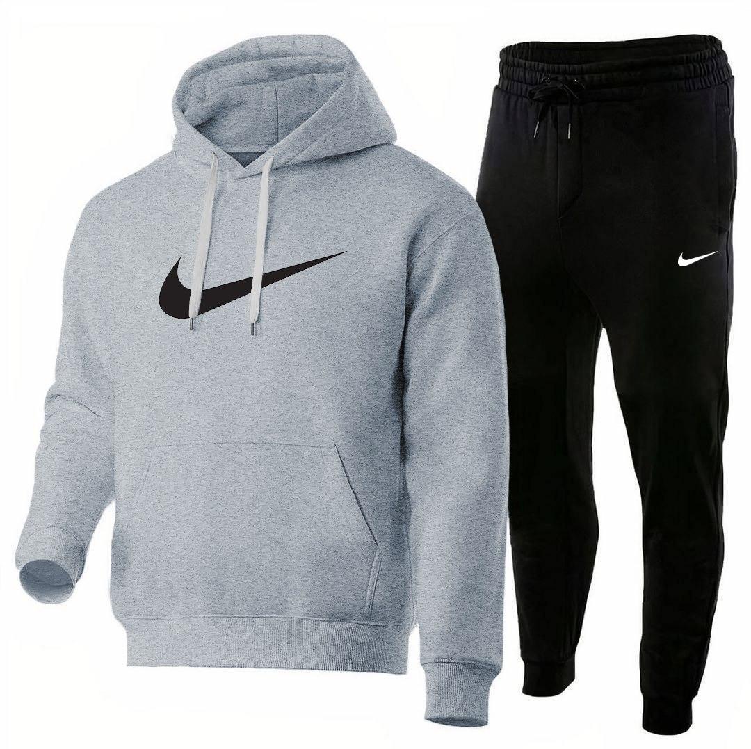 Спортивний костюм чоловічий Nike весняний осінній літній з капюшоном найк сірий-білий