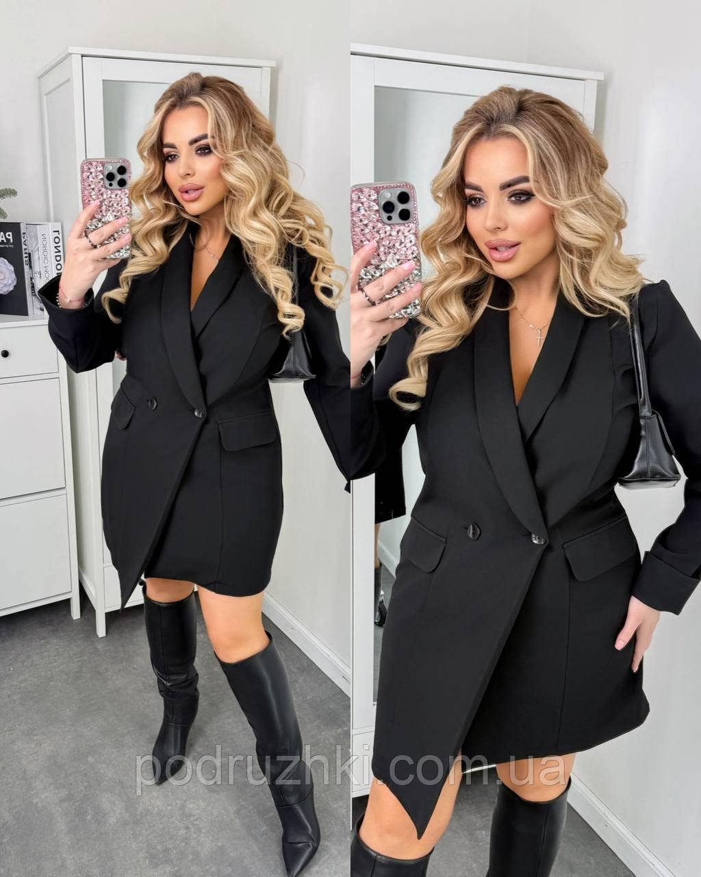 Стильне плаття піджак Колір: чорний та графіт Розміри: 48-50,52-54,56-58, фото 1