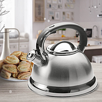 Чайник металевий з нержавіючої сталі Maestro11 2.5л з нержавійки зі свистком для газової плити 2.5л