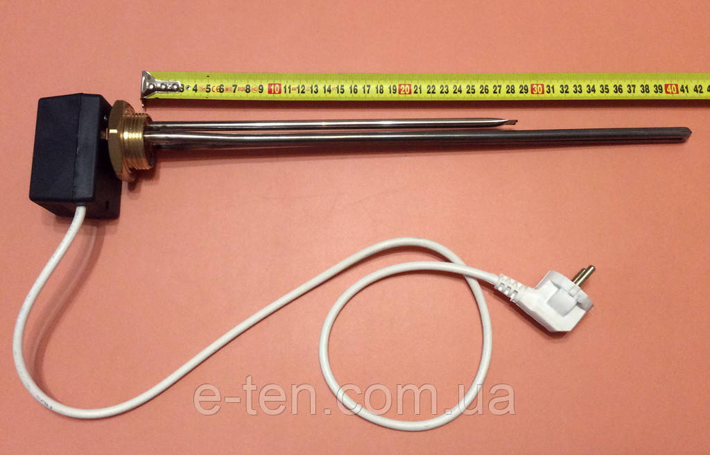 Тен для чавунної батареї 2500 W (неіржавка сталь) на різі 1 1/4" (42 мм) з ЦІФРОВІМ терморегулятором DALAS 3 кВт, фото 1