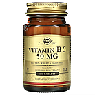 Solgar, вітамін B6, 50 мг, 100 таблеток