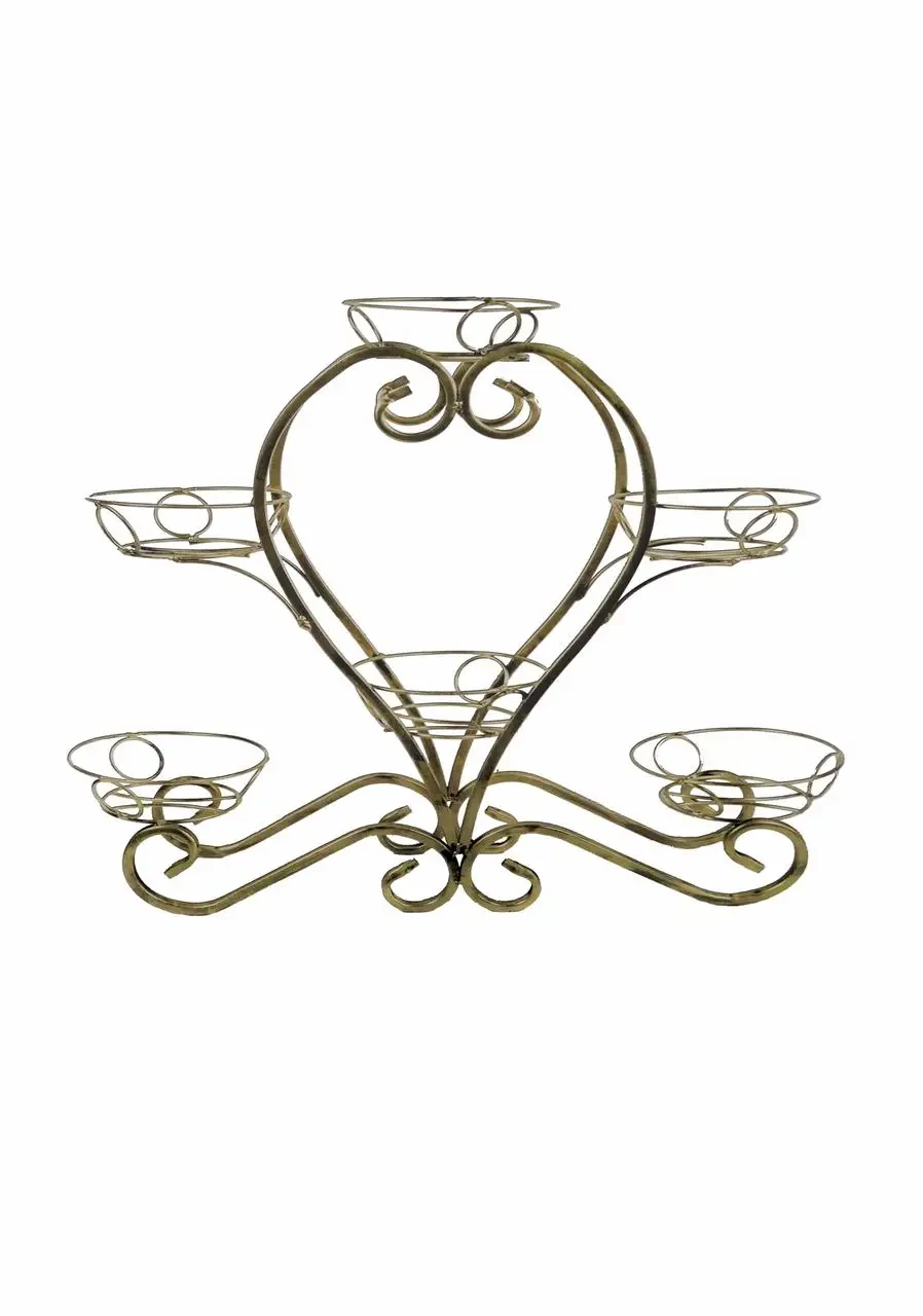 Декоративна квіткова підставка кована на 6 горщиків Сани Фіалка із патиною, дно горщика d-11 см, Хатинка, фото 1