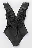 Суцільний купальник з глибоким декольте із зав'язками на спині, фото 2
