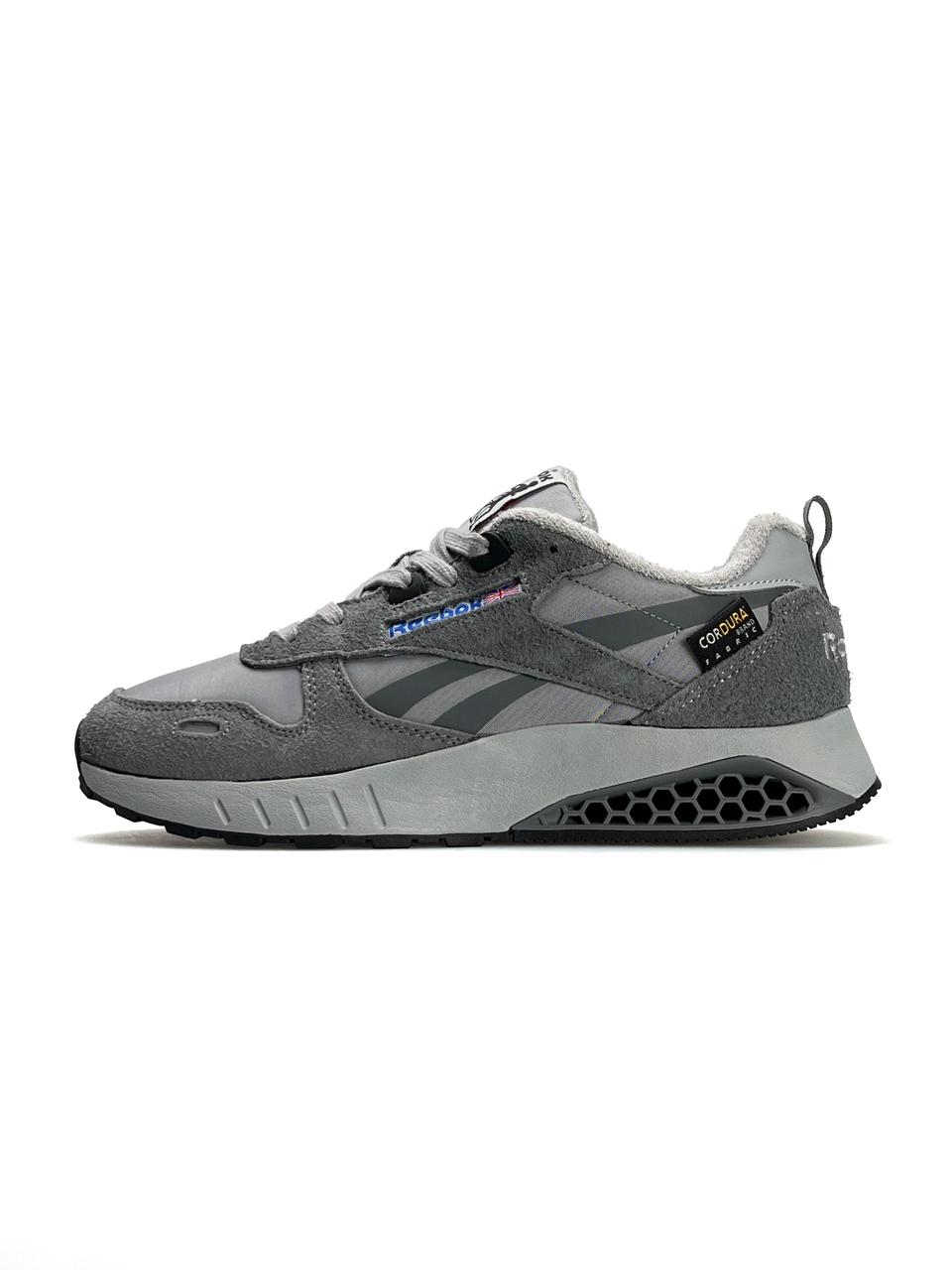 Чоловічі кросівки замша шкіра текстиль Reebok Classic Leather Hexalite Grey, кеди Рибок сірі 41
