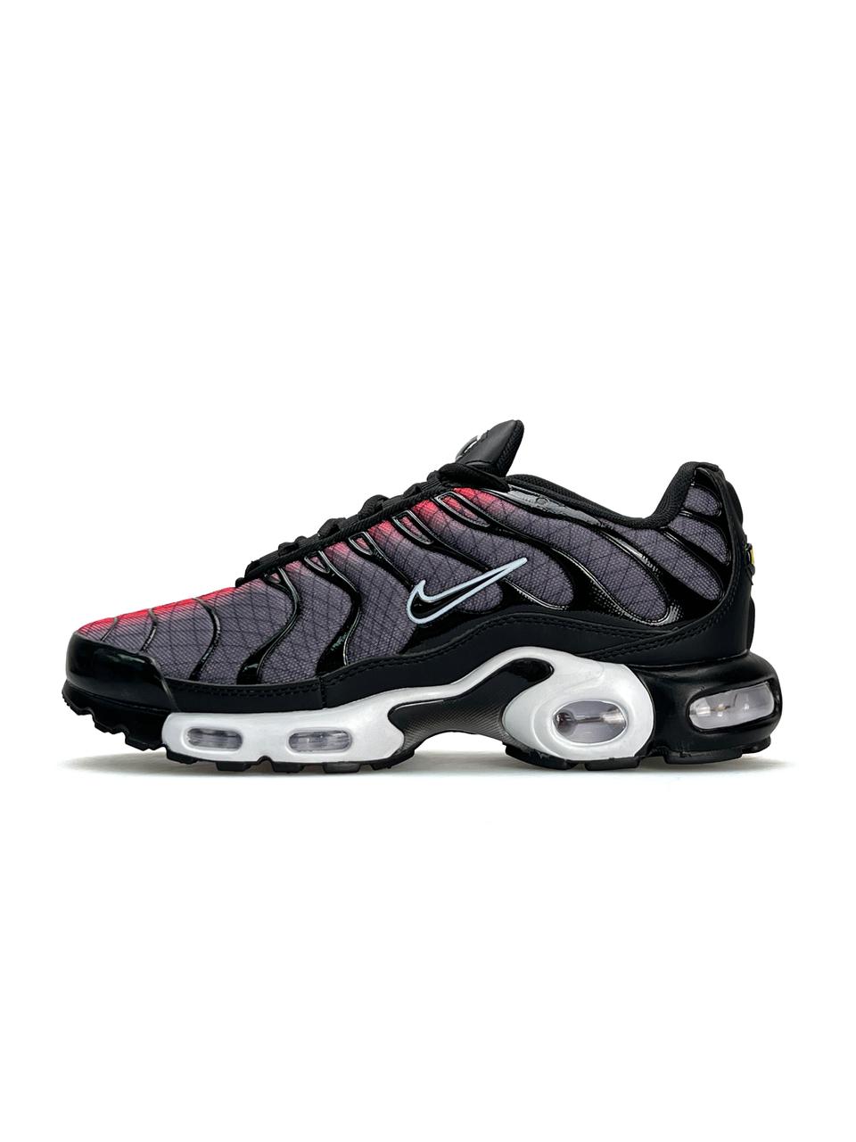 Чоловічі шкіряні текстиль кросівки Nike Air Max Tn Plus Red Grey Black, кеди Найк шкіра текстиль 41