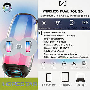 Портативна Bluetooth-колонка Hopestar P50 Black, фото 4