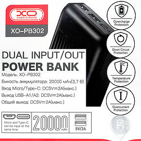 УМБ XO PB302 Light Display 20000mAh Black, фото 3