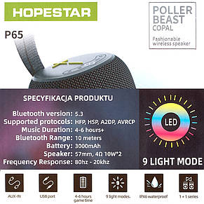 Портативна Bluetooth-колонка Hopestar P65 Black, фото 3