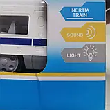 Іграшка електричка інерційна зі світлом та звуком в коробці RJ050 розмір 35 см, фото 5