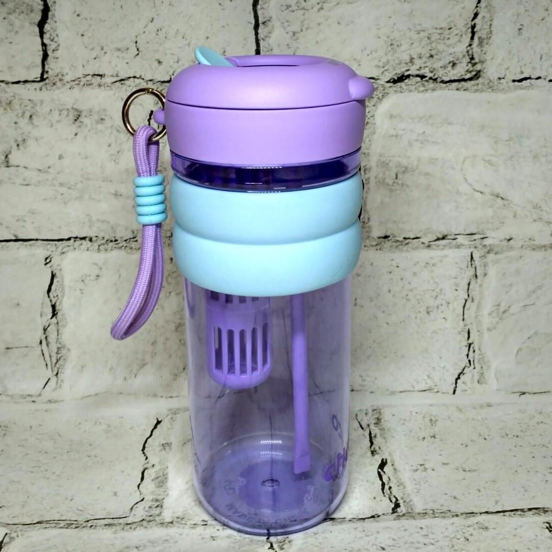 Стакан для напоїв з трубочкою та ручкою 800 мл 21х8,5 см Бузковий 1333-S