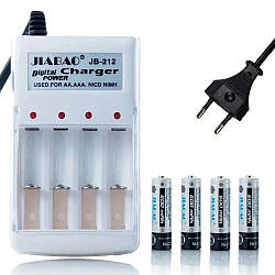 Зарядний пристрій для акумуляторів АА, ААА + 4шт AA, 212AA / Зарядка для акумуляторних батарейок
