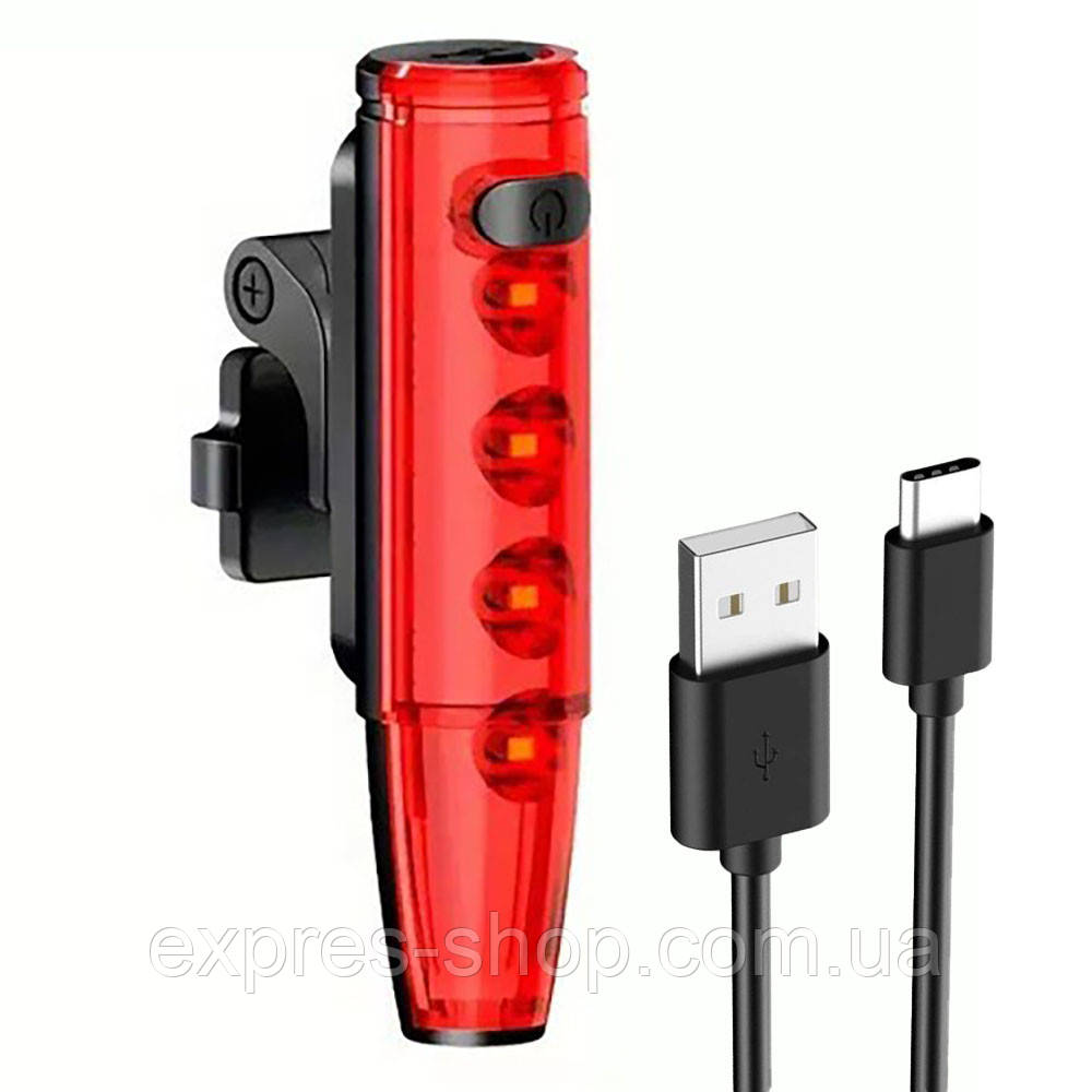 Велоліхтар задній з лазерною розміткою, LD77-LS-4LED / Велосипедний ліхтар задній габаритний / Велофара, фото 1