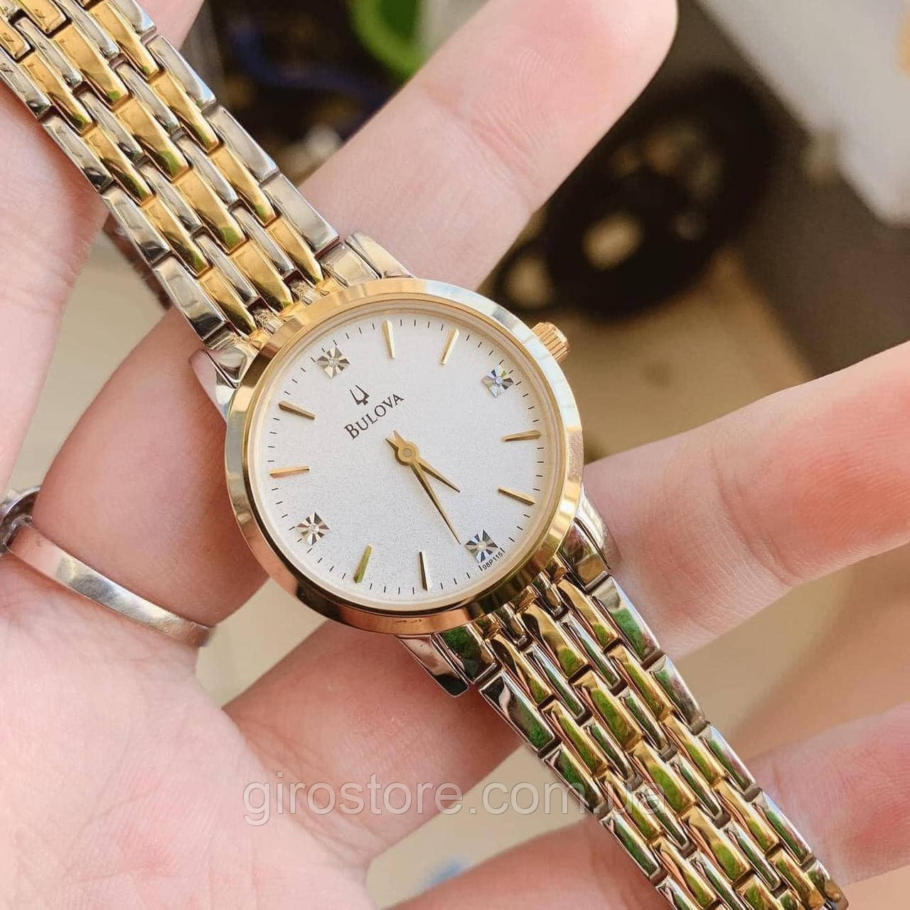 Жіночий годинник із 4 діамантами Bulova 98P115 із сріблясто-золотою гамою. Шикарний подарунок дівчині, фото 1