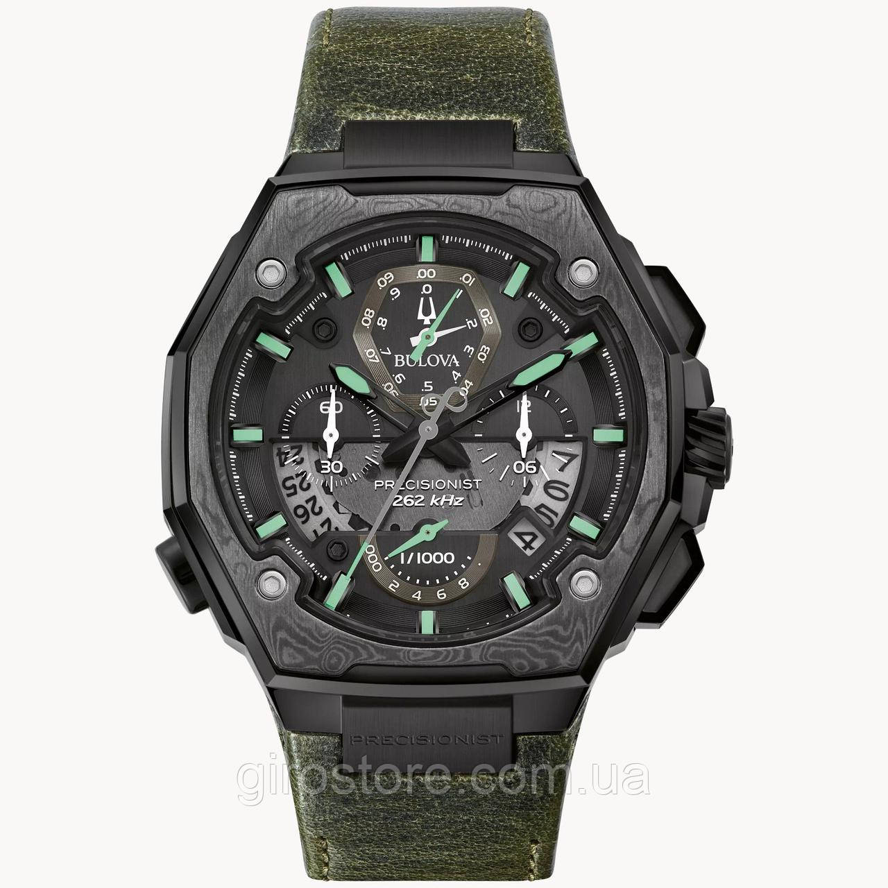 Дамаська сталь, спецвипуск Bulova Precisionist 98B355, неперевершена точність-262 кГц, точністю 1/1000 сек, фото 1