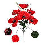 Штучні квіти букет червоні маки, 35см, фото 5