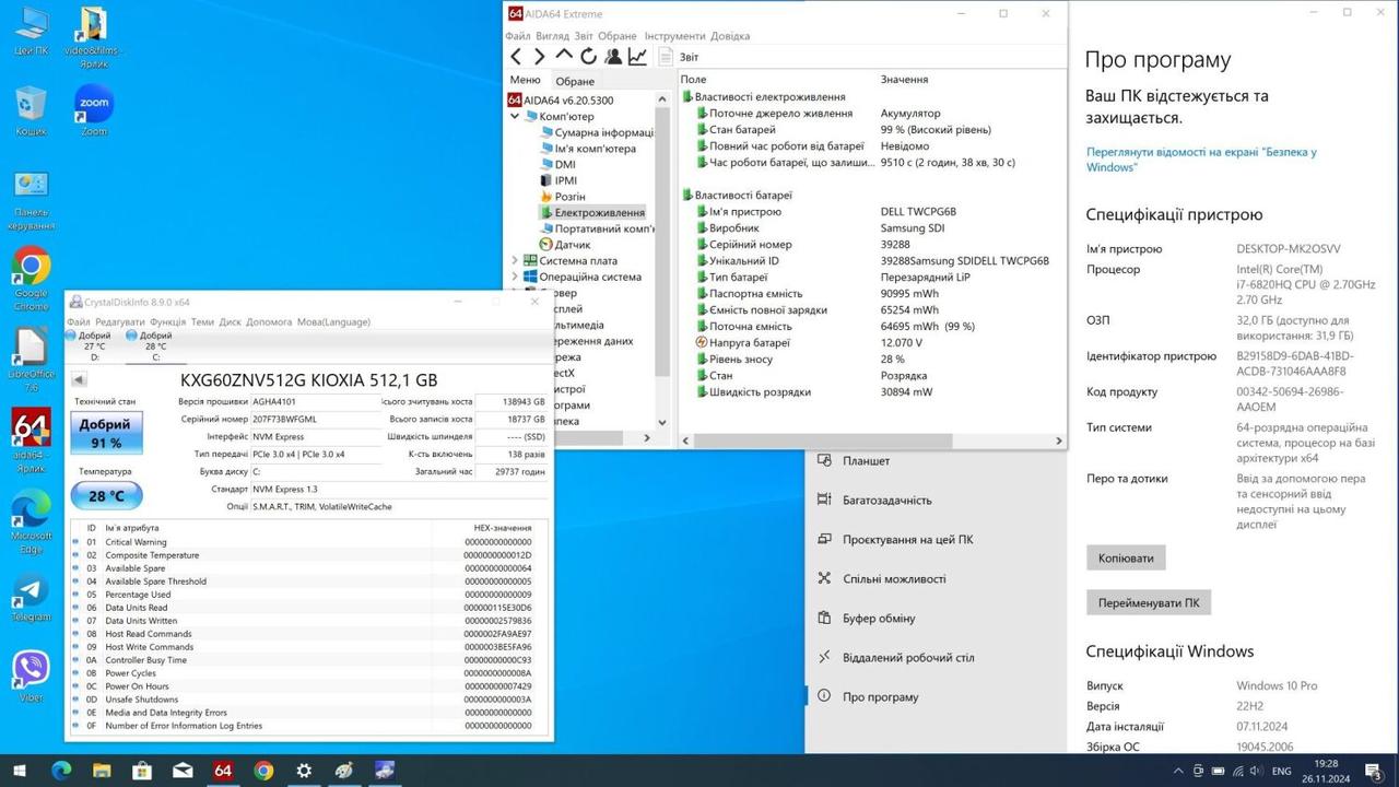 Б/в Ноутбук Dell Precision 7510 15.6" 3840x2160| i7-6820HQ| 32GB RAM| 512GB SSD+500GB HDD| FirePro W5170M 2GB