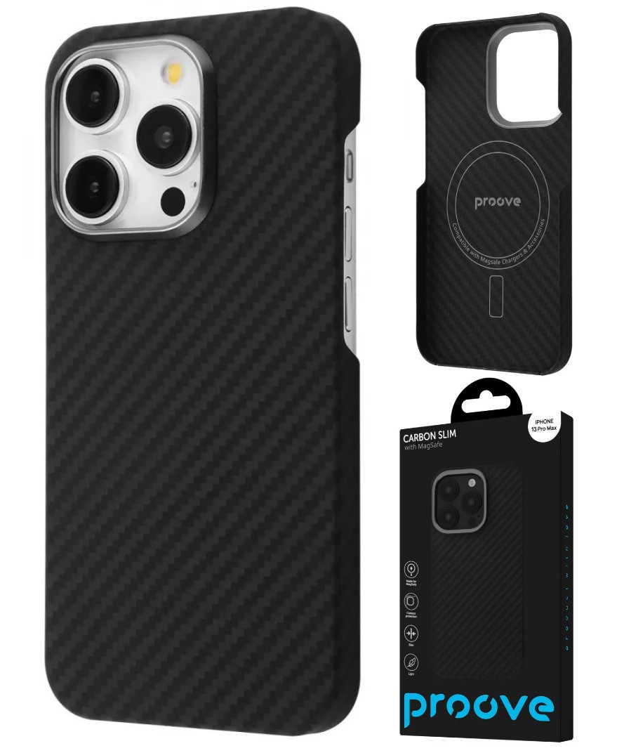 Ультратонкий карбоновий чохол Proove Slim Carbon with MagSafe для iPhone 13 Pro Max