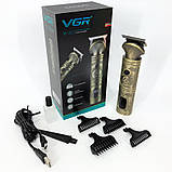 Тример для бороди універсальна з насадками VGR, Електромашинка для волосся Стильна машинка стрижки SI-99, фото 9