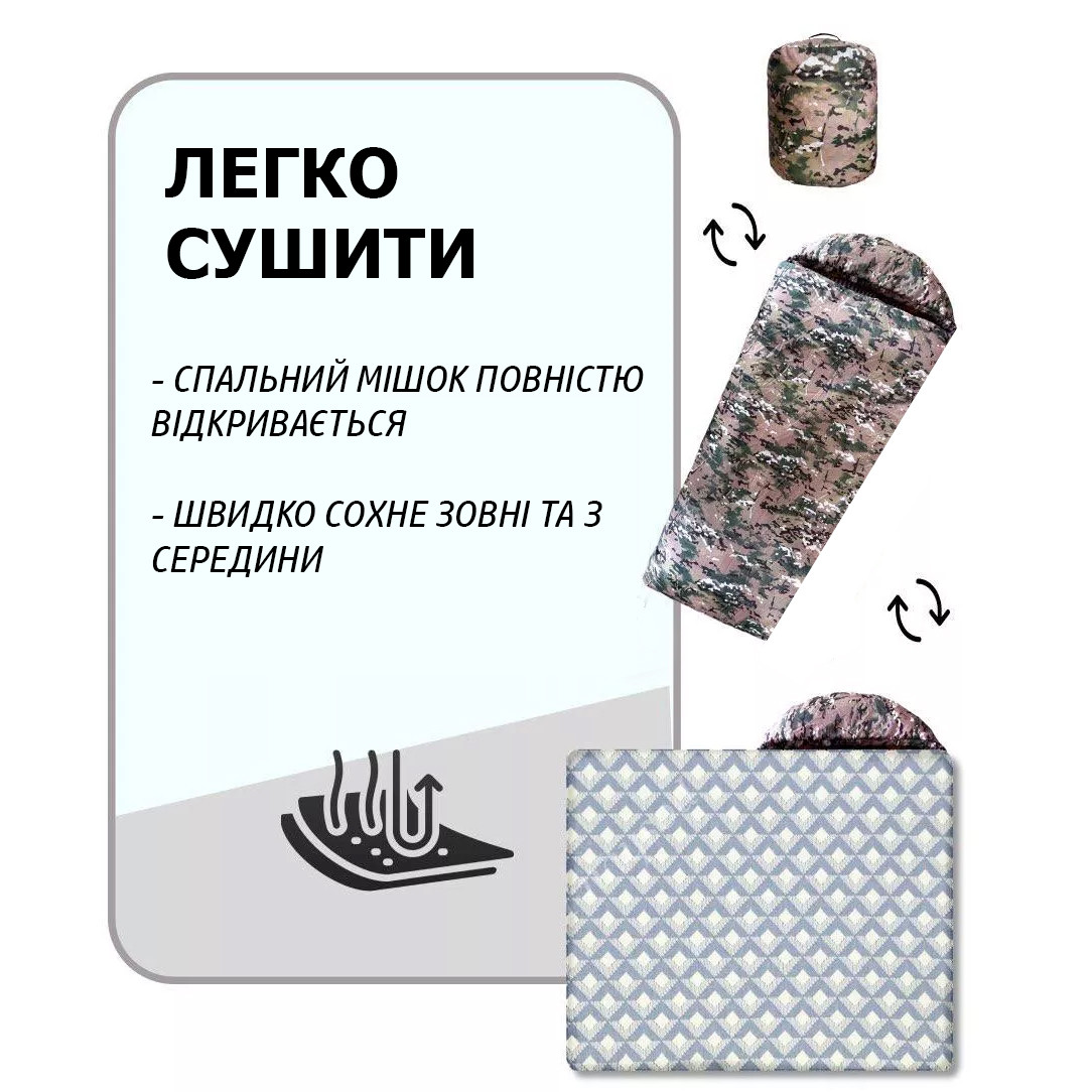 Мішок хакі військовий, Зимовий спальник для зсу, Мішок спальний похідний, Спальник TH-969 для зсу