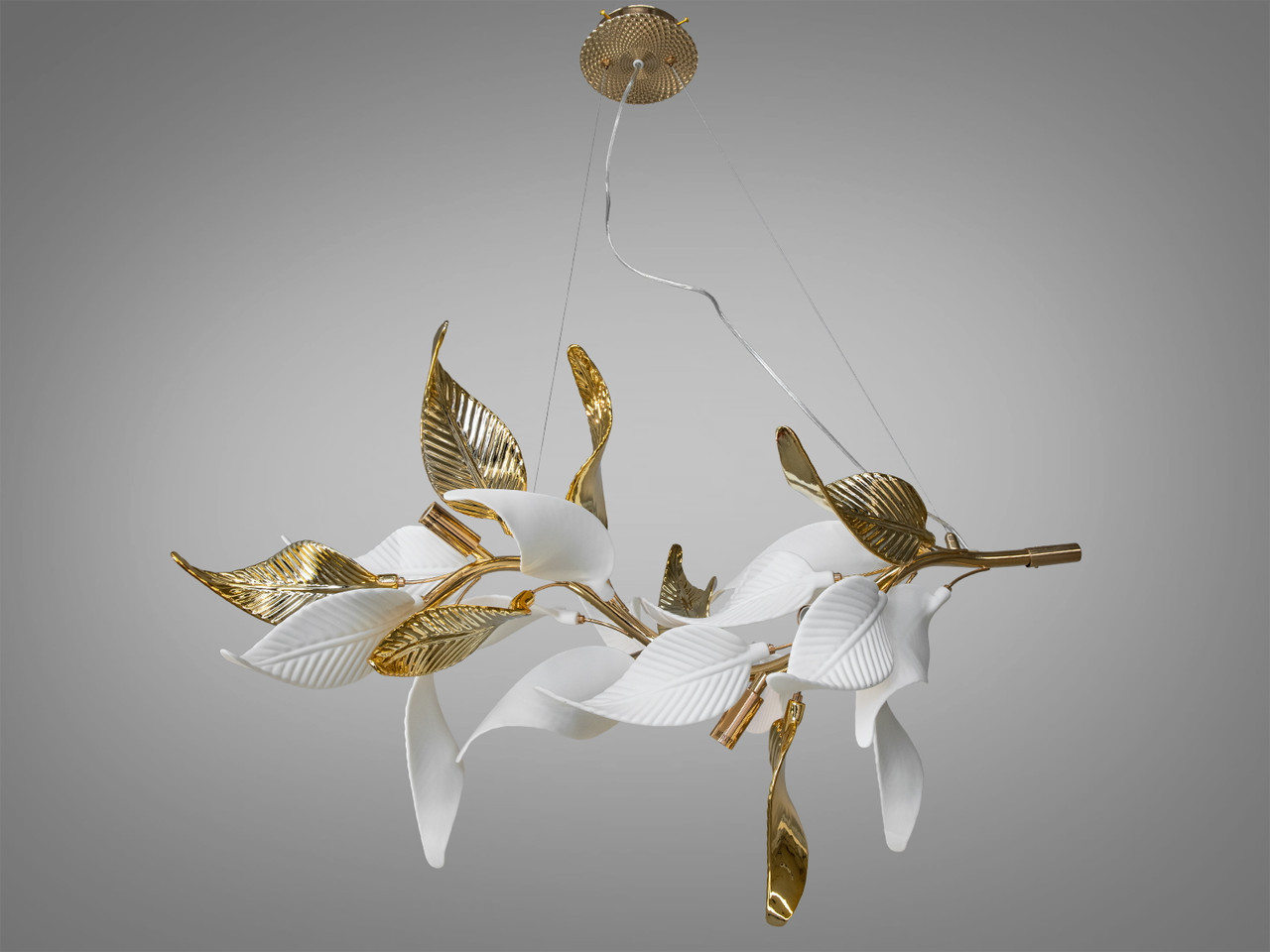 Оригінальна люстра з керамічними елементами, золото, на 6 ламп 7209-6PLGD-LS