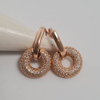 Сережки золоті з розсипом білих цирконів