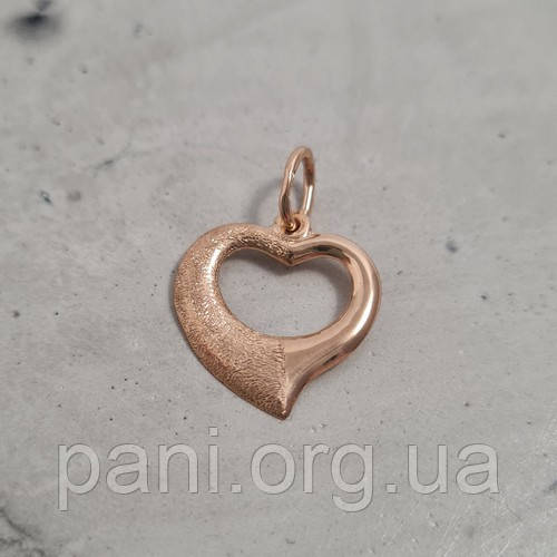 Підвіска із золота сердечко з матовою і гладкою поверхнею, фото 1