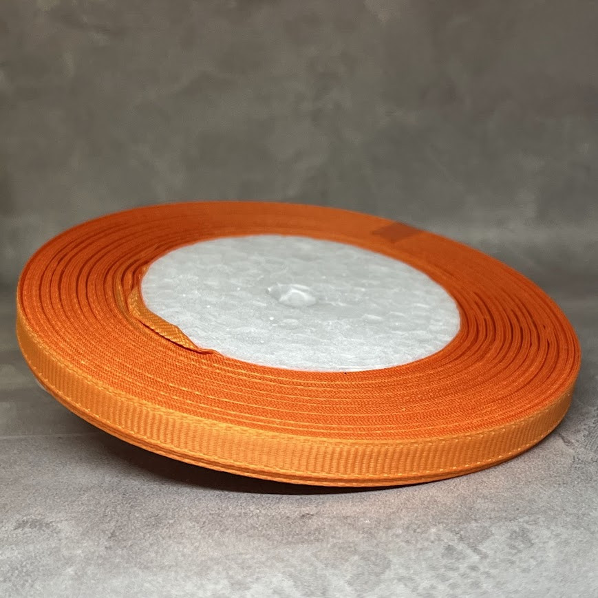 Репсова стрічка 0,6 см-ОПТ, колір помаранчевий, 23 м, Помаранчевий, фото 1