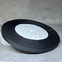 Репсова стрічка 0,6 см, відтінок чорного, арт 016456, 23 м, Чорний