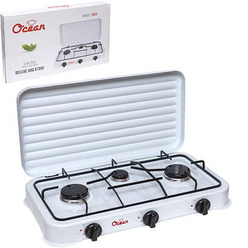 Газова плита на 3 конфорки настільна під балонний газ Розмір 55х6х31 см, вага 2,3 кг