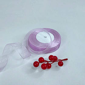 Стрічка - органза ✿ , 2 см, світло-бузкова, 46 м - рулон