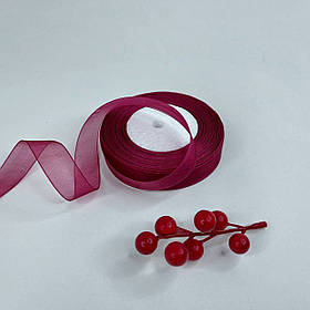 Стрічка - органза ✿ , 2 см, бордо, 46 м - рулон