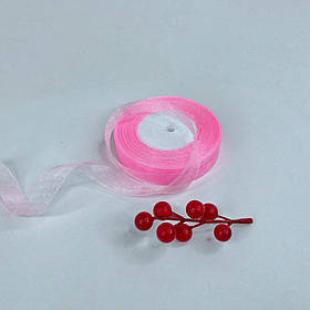 Стрічка - органза ✿ , 2 см, світло-рожева, 46 м - рулон