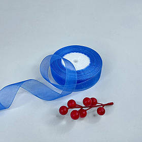 Стрічка - органза ✿ , 2,5 см, синя, 46 м - рулон
