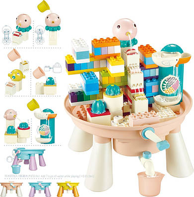 Унікальний механічний конструктор із водяним фонтаном 133 деталі Антиковзальний столик водяні млини фігурки для ігор із водою