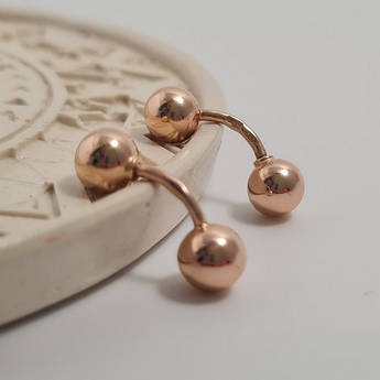 Сережки гвоздики золоті з двома кульками одного розміру