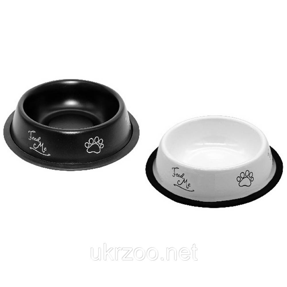 Миска з нержавіючої сталі,(чорна/біла) 0,7л /16 см (24 шт.уп.) НОВИНКА, фото 1