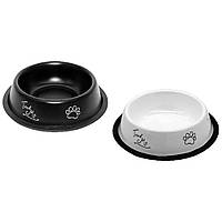 Миска з нержавіючої сталі,(чорна/біла)  0,7л /16 см (24 шт.уп.) НОВИНКА