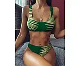 Жіночий спортивний купальник зеленого кольору ліф з топом, фото 7