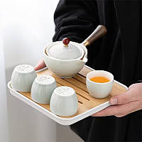 Дорожній набір для чайної церемонії керамічний Gray + Blue, фото 2