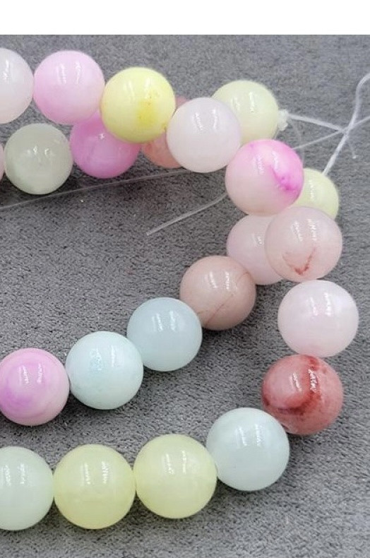 Нефрит тонований 10 мм кулька приблизно 38 шт. довжина нитки 37 см