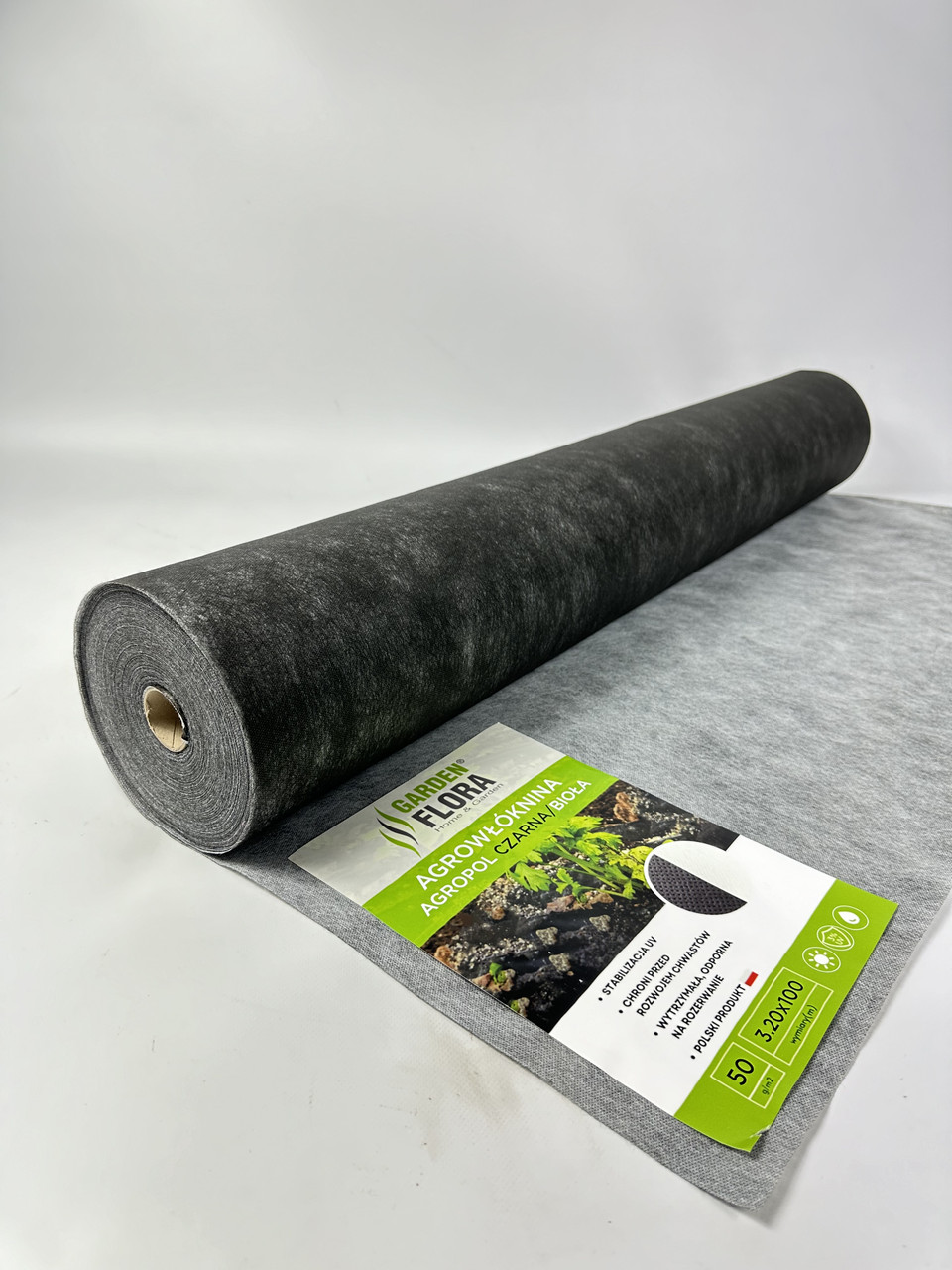 Агроволокно Garden Flora 50 г/м2 3.20 м 100 м Чорно-Біле Садова тканина від бур'янів Агроволокно для теплиць