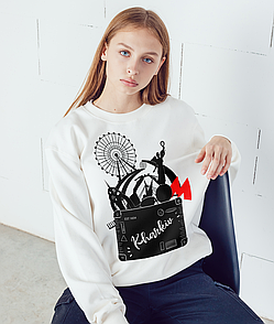 Світшот унісекс чорний та білий KHARKIV city of heroes