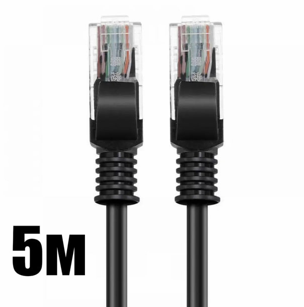 Інтернет-кабель LAN CAT5 чорний, довжина 5 метрів