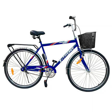 Велосипед X-TREME RIDER C2803 сталь.рама 28" колеса 28" синьо-чорний + корзинка стальова, фото 1