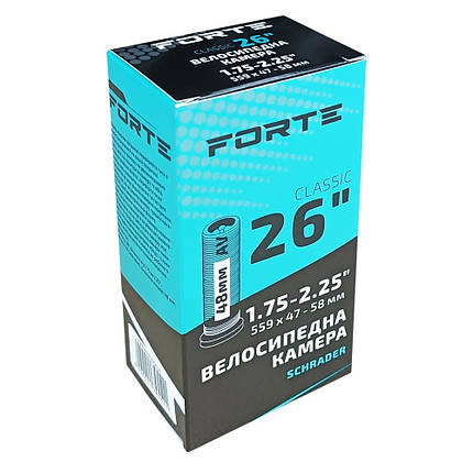 Велокамера FORTE Classic 26" х 1.75-2.25 AV (Schrader) 48 мм (50шт./ящ.), фото 1