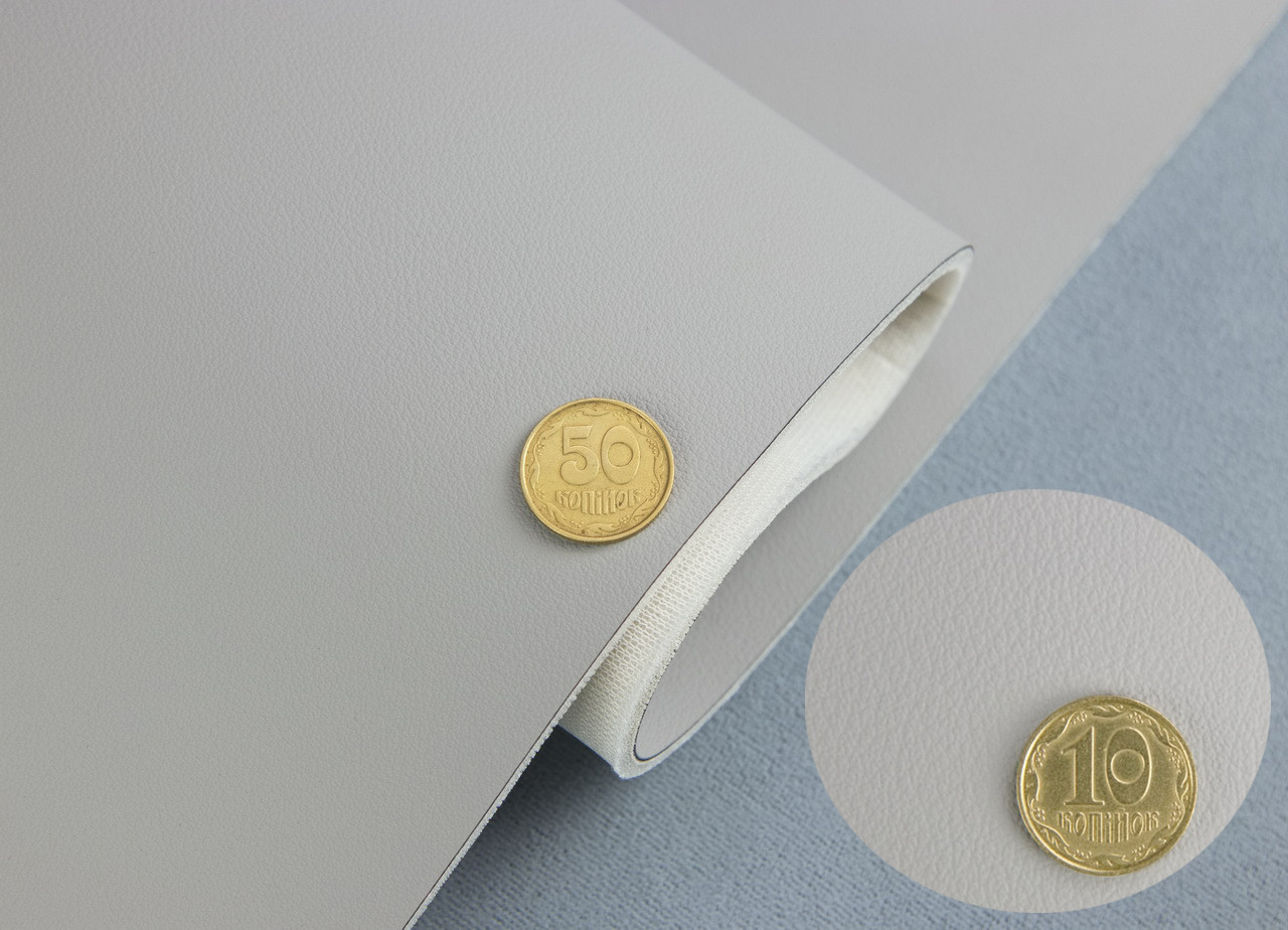 Відріз 0,8м, Автошкірозам світло-сірий 5109-MT на поролоні 3мм і сітці, ширина 150 см, фото 1