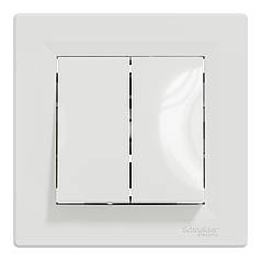 Вимикач 2-клавішний самозатискач. Schneider серія Asfora Білий EPH0300121